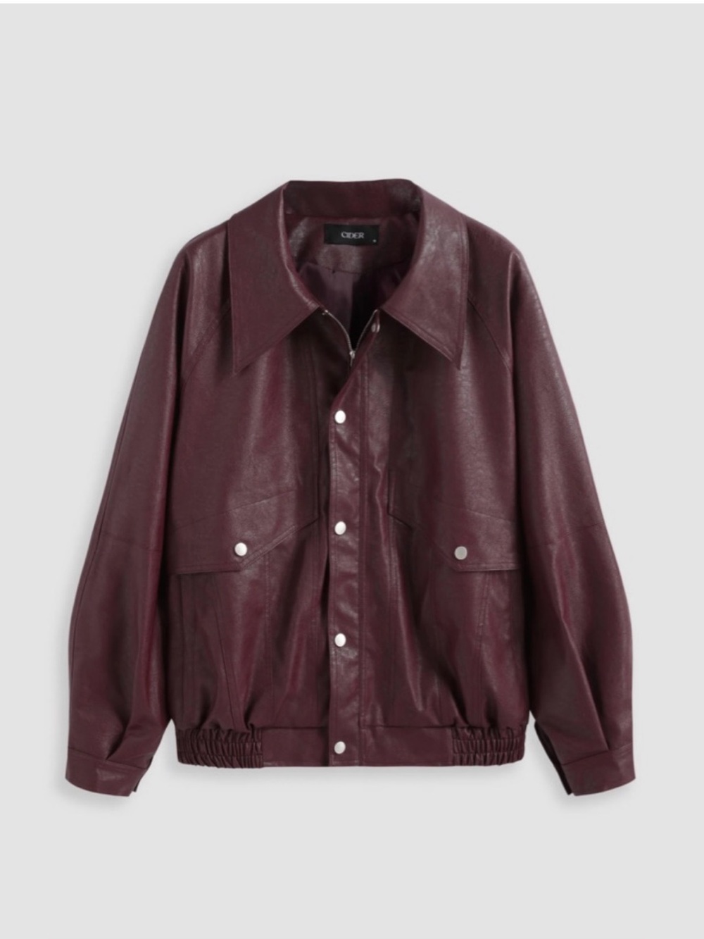 Cider Faux Leather Zipper Jacket in Carmine